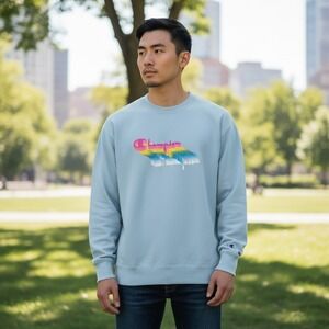 Champion Reverse Weave Crewneck Sweatshirt Graphic Logo Pullover Mens Sz Large‎